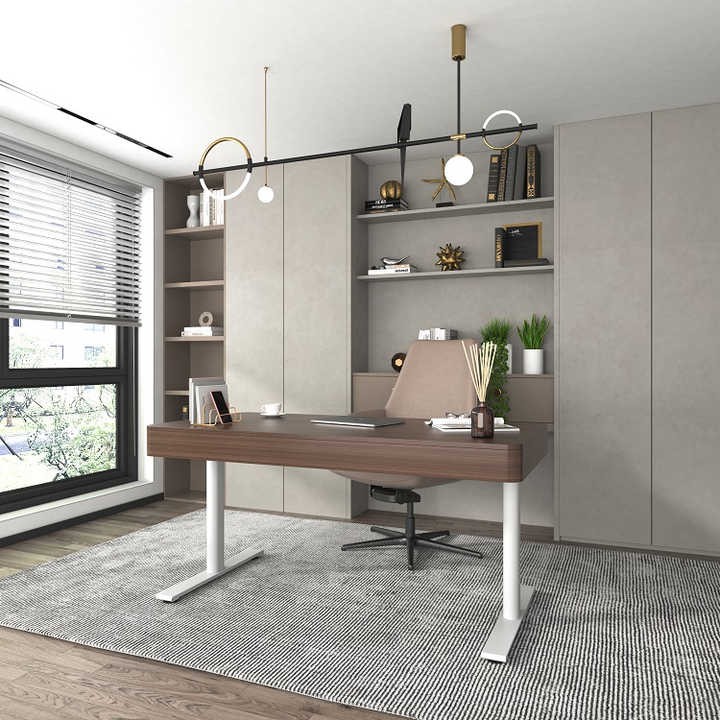 Luxury Wooden Height Adjustable Table Boss CEO Manager Executive Office Desk